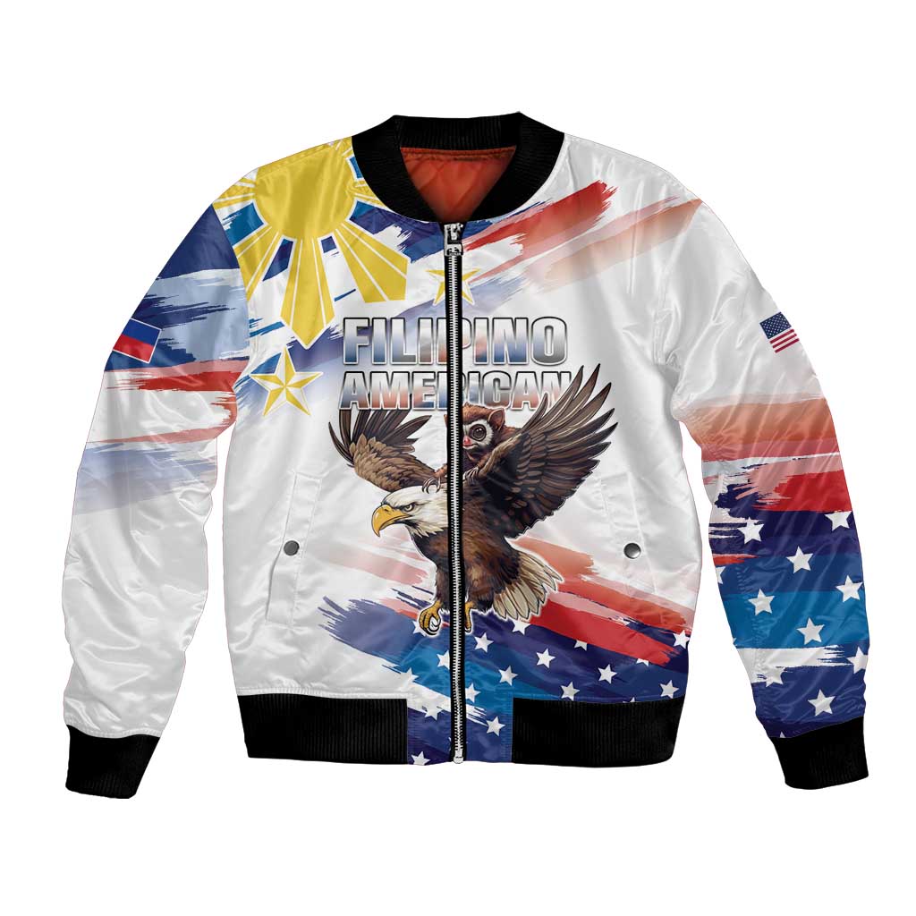 Filipino American History Month Bomber Jacket Bald Eagle Tarsier Together