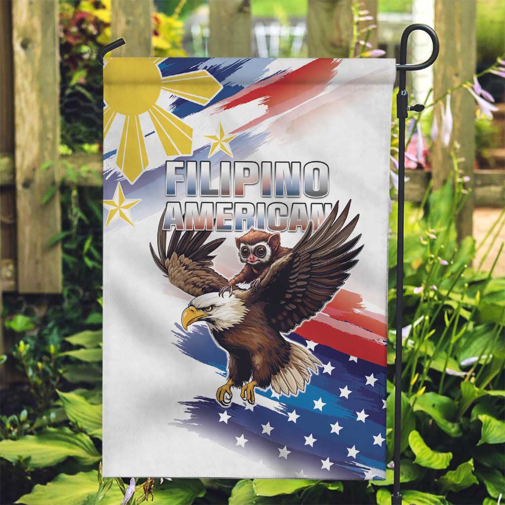 Filipino American History Month Garden Flag Bald Eagle Tarsier Together LT05 Garden Flag White - Polynesian Pride