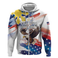 Filipino American History Month Hoodie Bald Eagle Tarsier Together LT05 Zip Hoodie White - Polynesian Pride