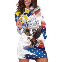 Filipino American History Month Hoodie Dress Bald Eagle Tarsier Together LT05 White - Polynesian Pride