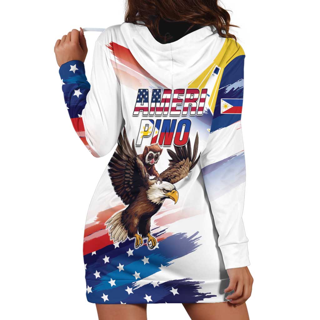 Filipino American History Month Hoodie Dress Bald Eagle Tarsier Together LT05 - Polynesian Pride