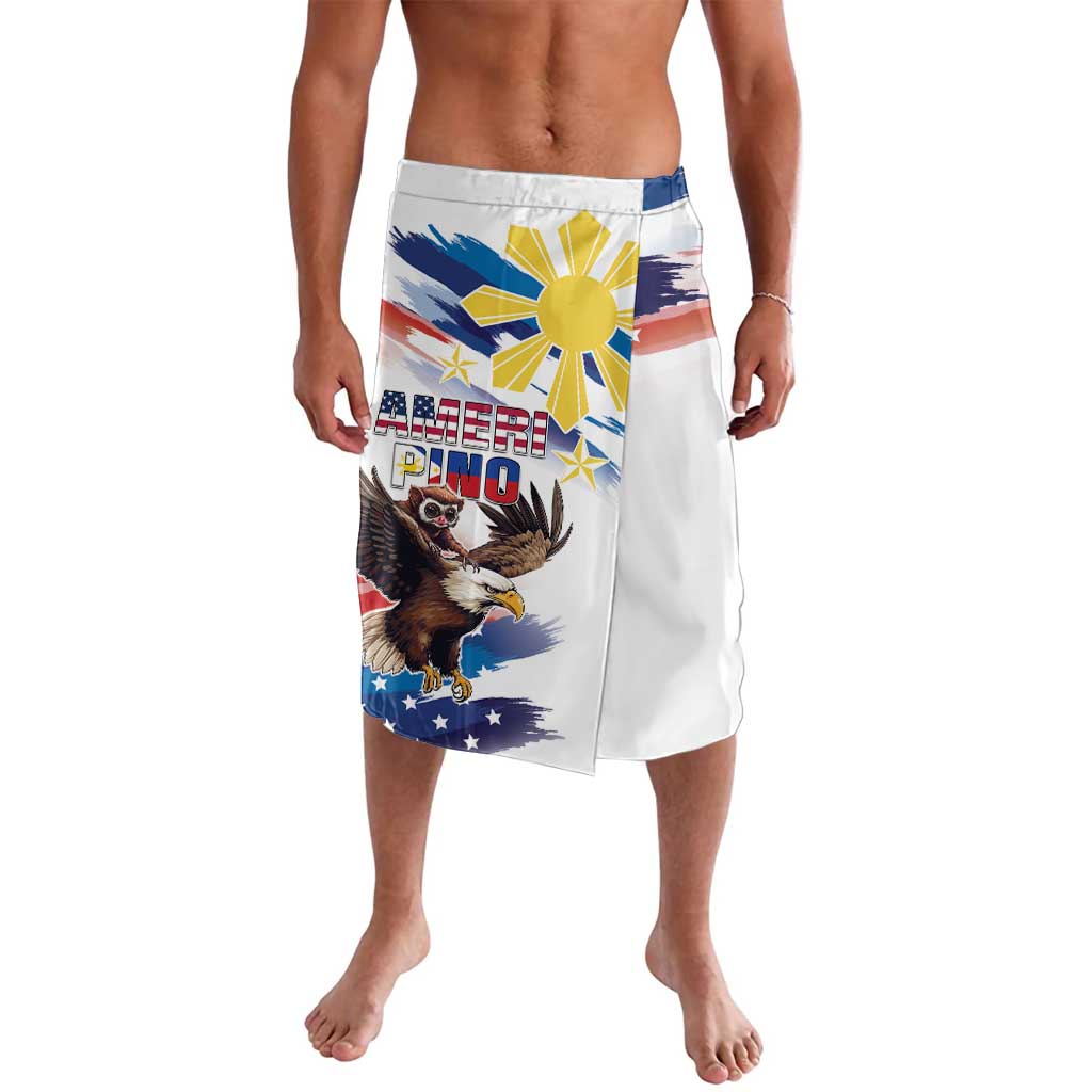 Filipino American History Month Lavalava Bald Eagle Tarsier Together LT05 White - Polynesian Pride