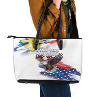 Filipino American History Month Leather Tote Bag Bald Eagle Tarsier Together LT05 - Polynesian Pride