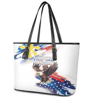 Filipino American History Month Leather Tote Bag Bald Eagle Tarsier Together LT05 - Polynesian Pride