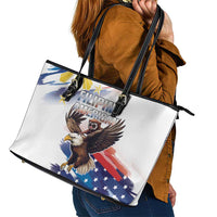 Filipino American History Month Leather Tote Bag Bald Eagle Tarsier Together LT05 - Polynesian Pride
