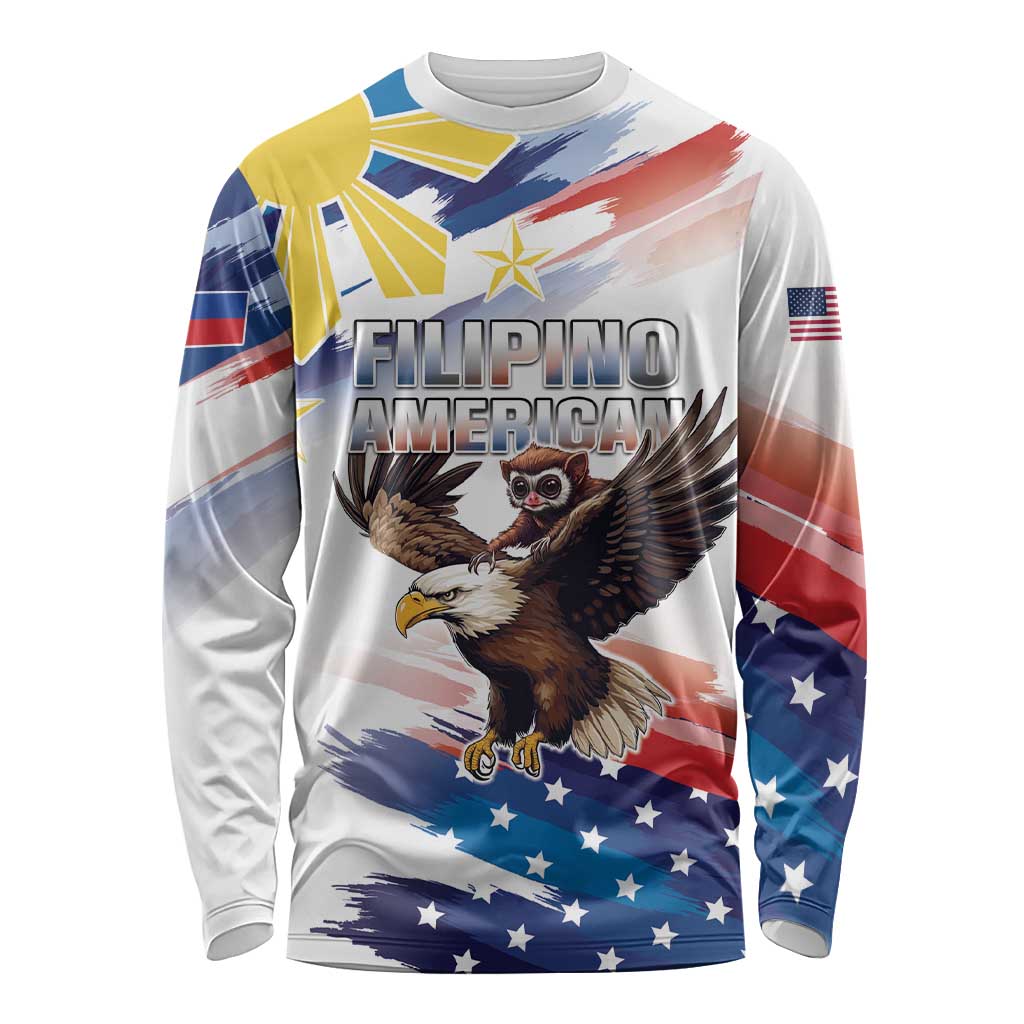 Filipino American History Month Long Sleeve Shirt Bald Eagle Tarsier Together