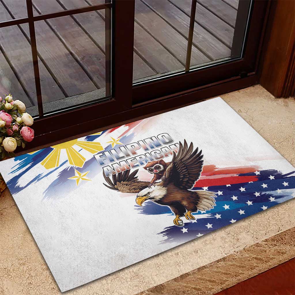 Filipino American History Month Rubber Doormat Bald Eagle Tarsier Together LT05 - Polynesian Pride