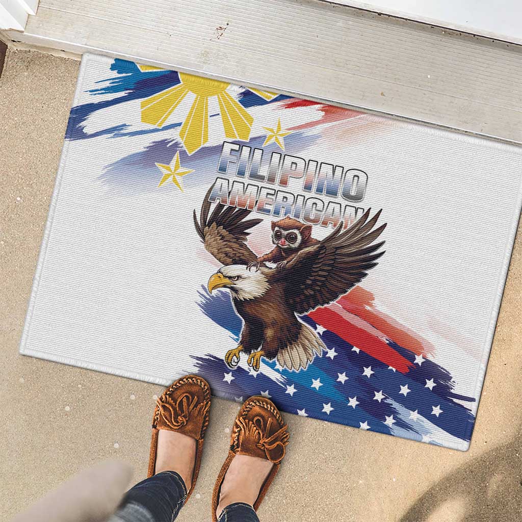 Filipino American History Month Rubber Doormat Bald Eagle Tarsier Together LT05 - Polynesian Pride