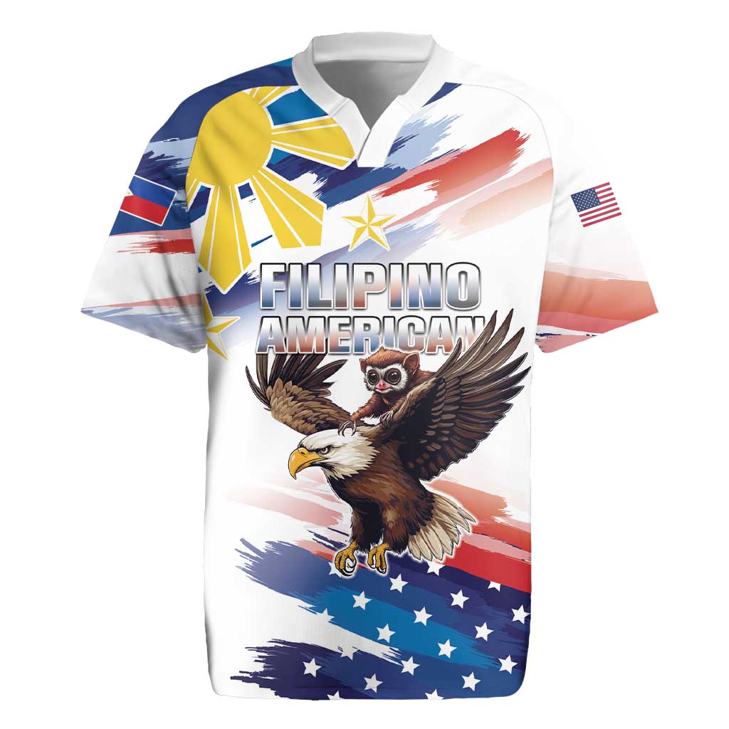 Filipino American History Month Rugby Jersey Bald Eagle Tarsier Together