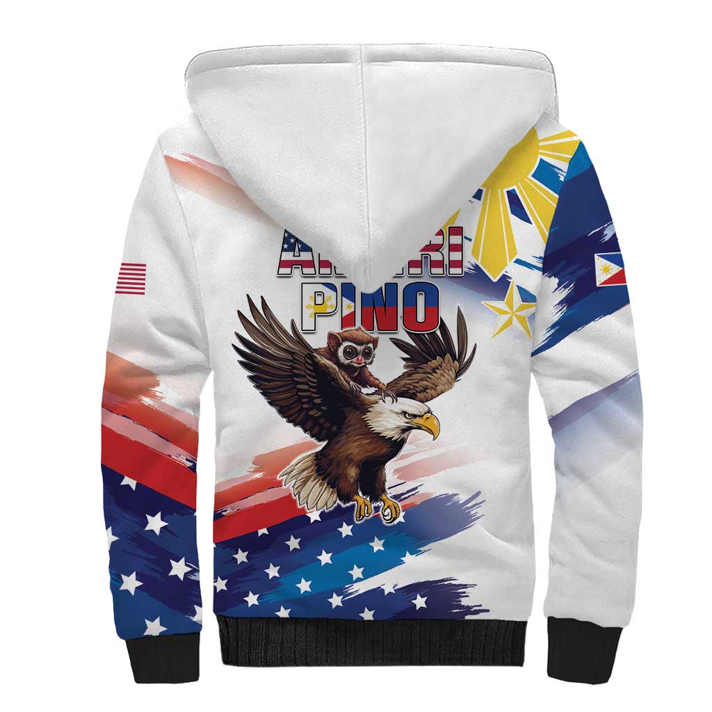 Filipino American History Month Sherpa Hoodie Bald Eagle Tarsier Together LT05 - Polynesian Pride