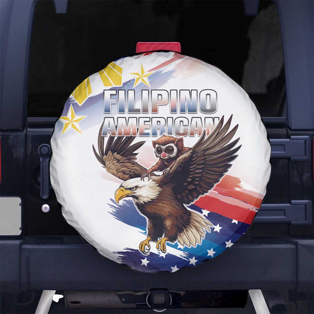 Filipino American History Month Spare Tire Cover Bald Eagle Tarsier Together LT05 - Polynesian Pride