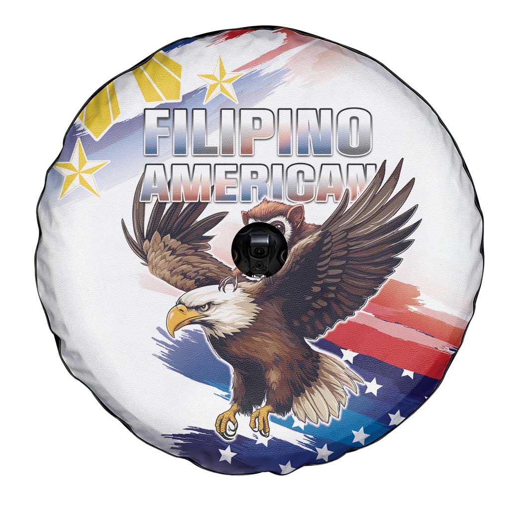 Filipino American History Month Spare Tire Cover Bald Eagle Tarsier Together LT05 - Polynesian Pride
