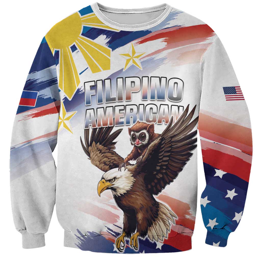 Filipino American History Month Sweatshirt Bald Eagle Tarsier Together