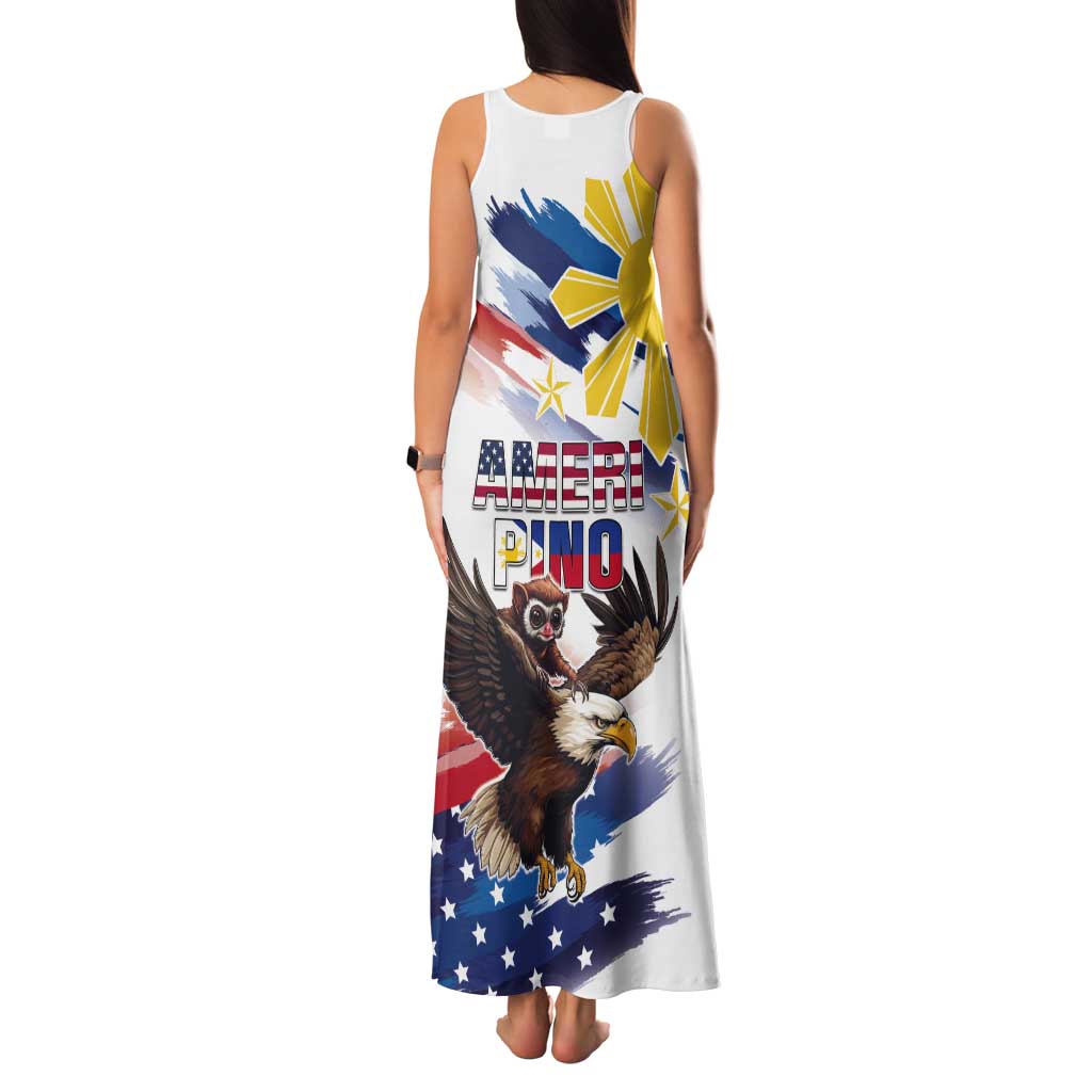 Filipino American History Month Tank Maxi Dress Bald Eagle Tarsier Together LT05 - Polynesian Pride