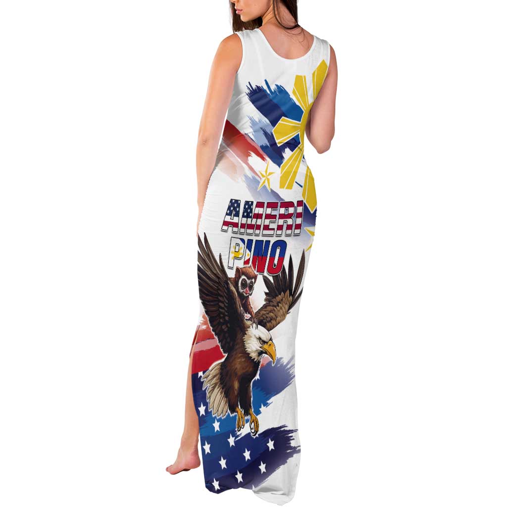 Filipino American History Month Tank Maxi Dress Bald Eagle Tarsier Together LT05 - Polynesian Pride