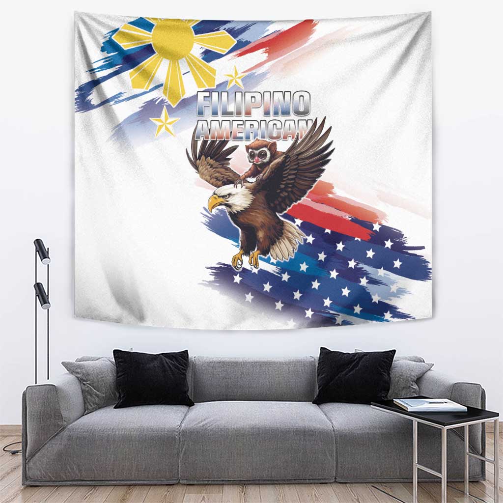 Filipino American History Month Tapestry Bald Eagle Tarsier Together