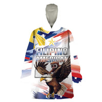 Filipino American History Month Wearable Blanket Hoodie Bald Eagle Tarsier Together LT05 One Size White - Polynesian Pride