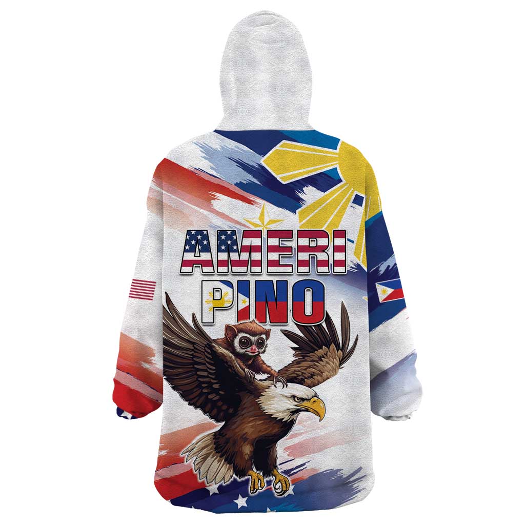 Filipino American History Month Wearable Blanket Hoodie Bald Eagle Tarsier Together LT05 - Polynesian Pride
