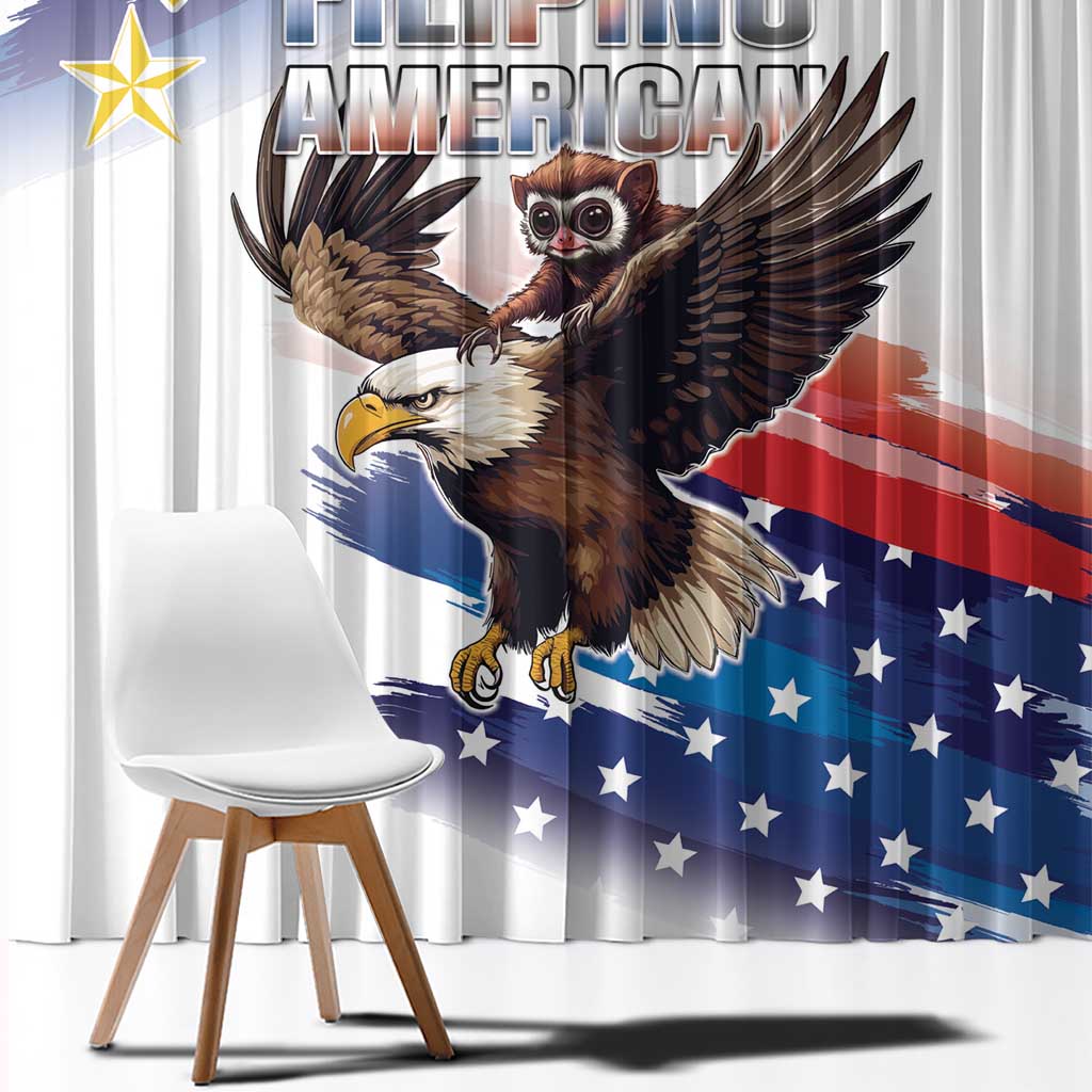 Filipino American History Month Window Curtain Bald Eagle Tarsier Together LT05 - Polynesian Pride