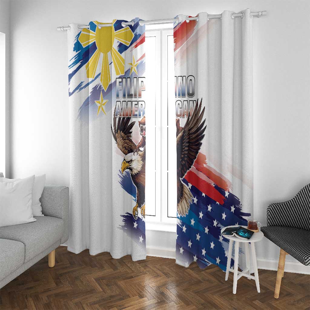 Filipino American History Month Window Curtain Bald Eagle Tarsier Together LT05 With Grommets White - Polynesian Pride