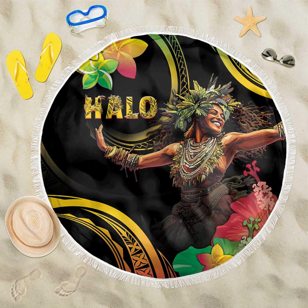 Halo Vanuatu Beach Blanket Beautiful Woman Dancing LT05 One Size 150cm Black - Polynesian Pride