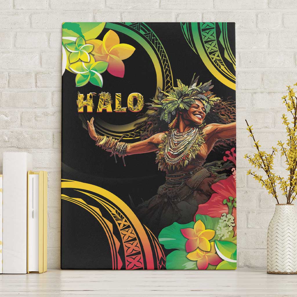 Halo Vanuatu Canvas Wall Art Beautiful Woman Dancing LT05 Without Frame Black - Polynesian Pride