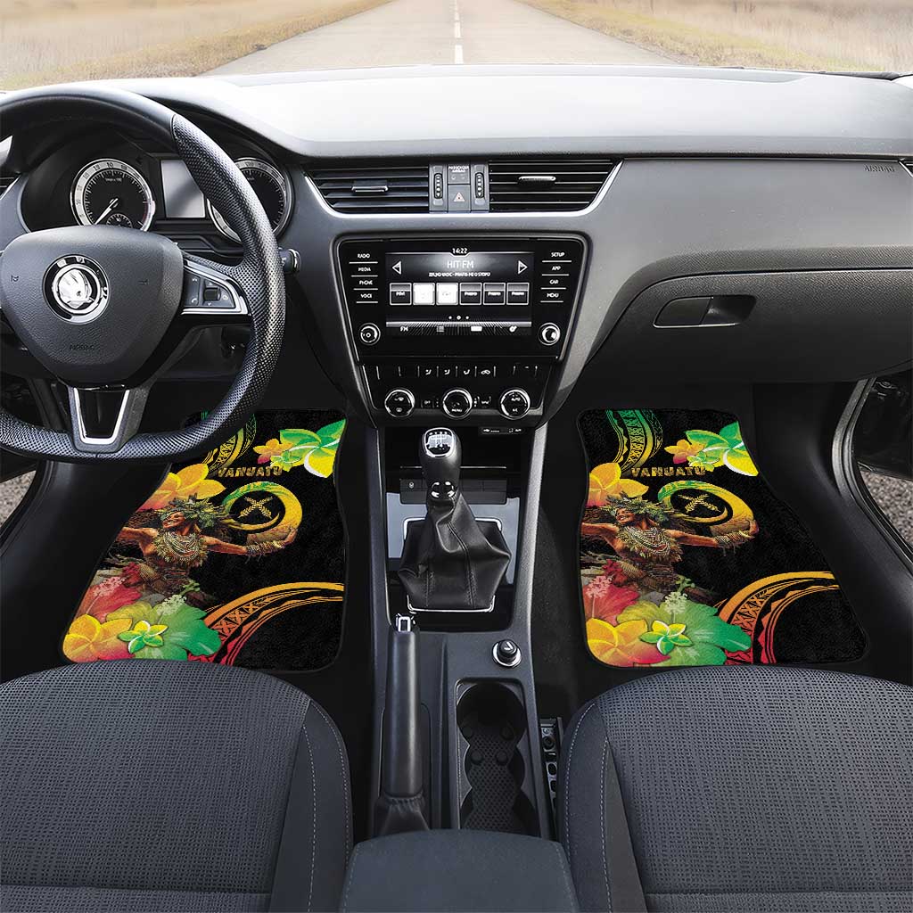 Halo Vanuatu Car Mats Beautiful Woman Dancing LT05 Set 2pcs - Front Black - Polynesian Pride