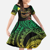 Halo Vanuatu Family Matching Long Sleeve Bodycon Dress and Hawaiian Shirt Beautiful Woman Dancing LT05 Daughter's Dress Black - Polynesian Pride