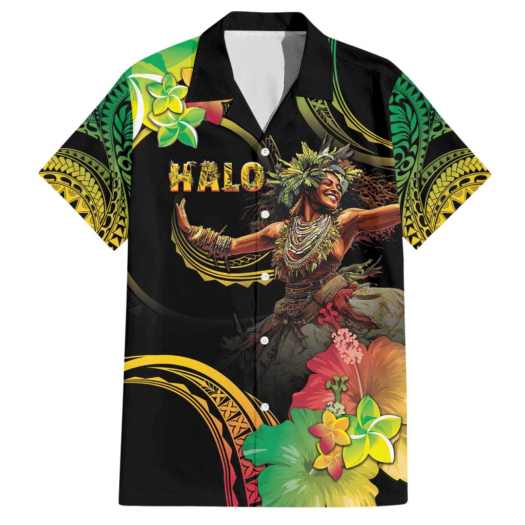 Halo Vanuatu Hawaiian Shirt Beautiful Woman Dancing LT05 Black - Polynesian Pride