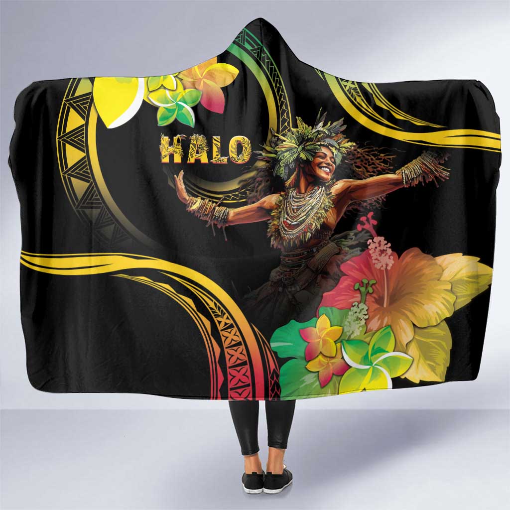 Halo Vanuatu Hooded Blanket Beautiful Woman Dancing LT05 One Size Black - Polynesian Pride