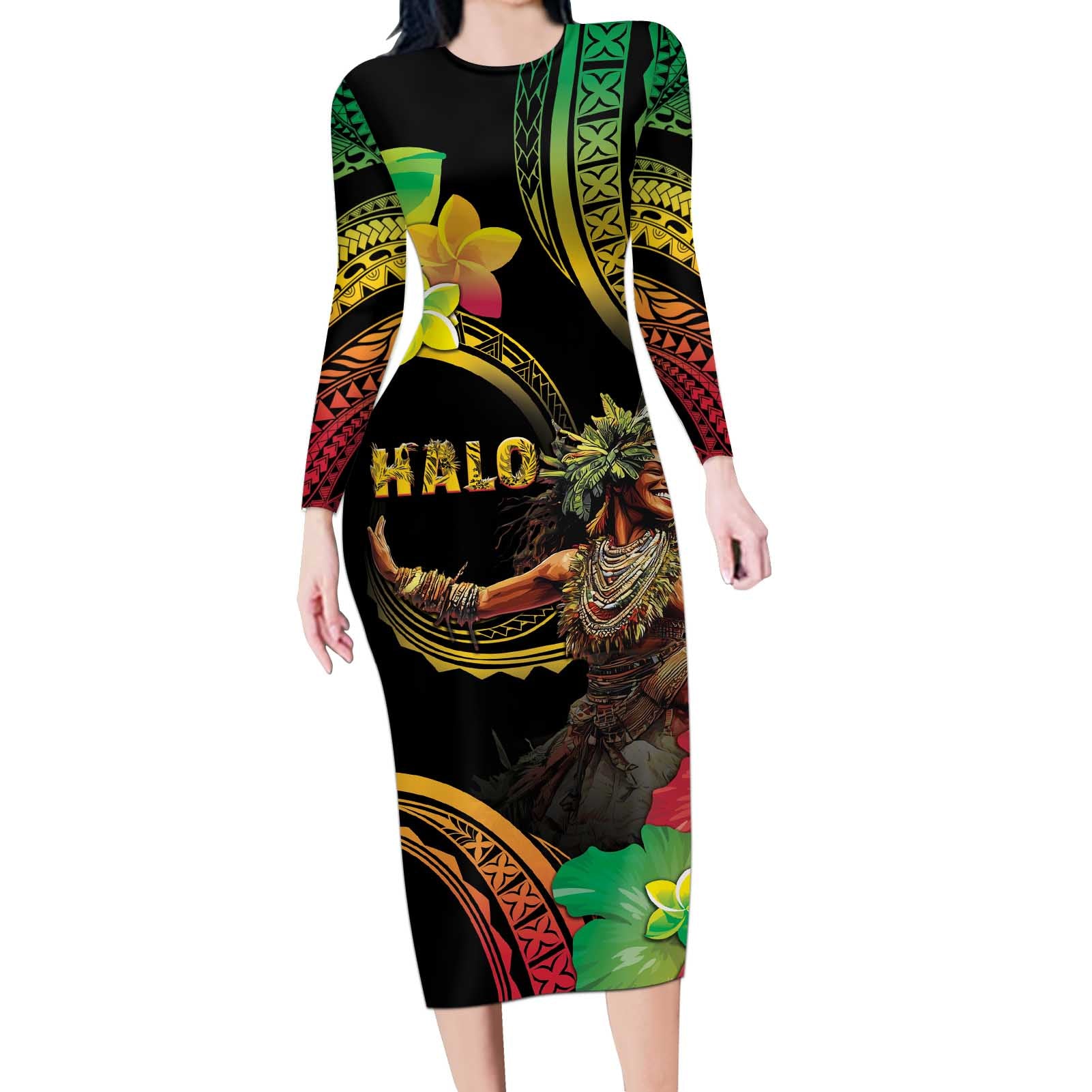 Halo Vanuatu Long Sleeve Bodycon Dress Beautiful Woman Dancing