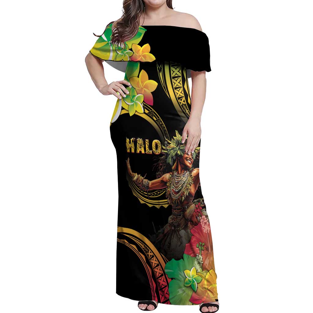 Halo Vanuatu Off Shoulder Maxi Dress Beautiful Woman Dancing