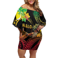 Halo Vanuatu Off Shoulder Short Dress Beautiful Woman Dancing LT05 Women Black - Polynesian Pride
