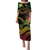Halo Vanuatu Puletasi Beautiful Woman Dancing LT05 Long Dress Black - Polynesian Pride