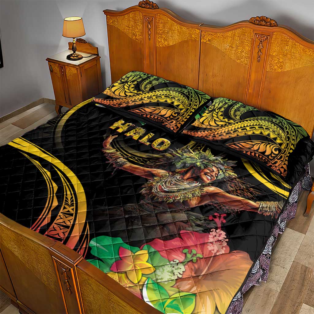 Halo Vanuatu Quilt Bed Set Beautiful Woman Dancing LT05 - Polynesian Pride