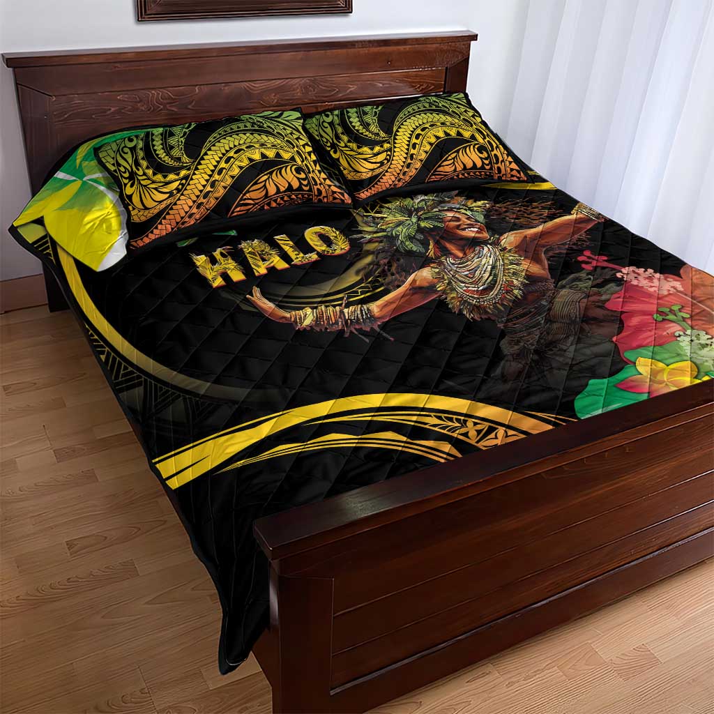 Halo Vanuatu Quilt Bed Set Beautiful Woman Dancing LT05 - Polynesian Pride