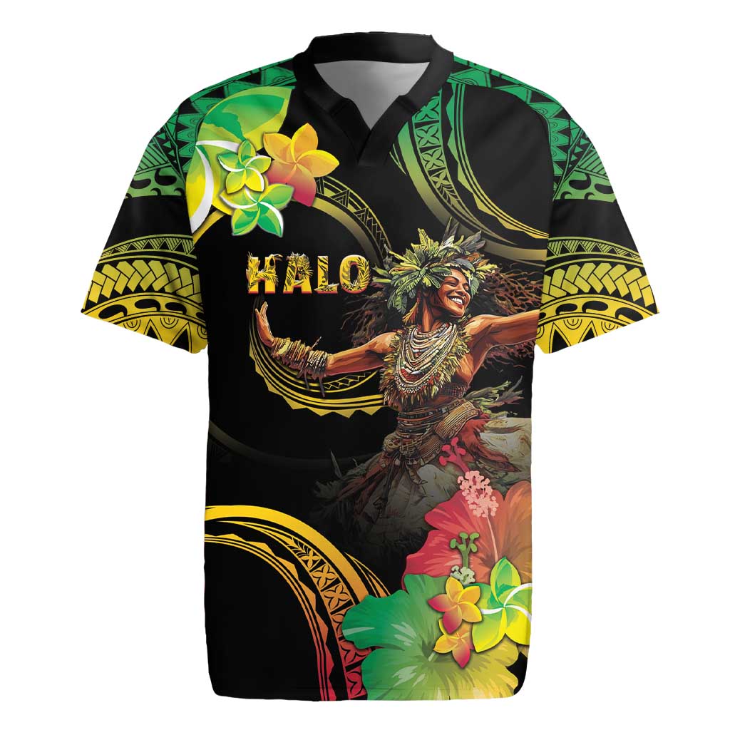 Halo Vanuatu Rugby Jersey Beautiful Woman Dancing LT05 Black - Polynesian Pride