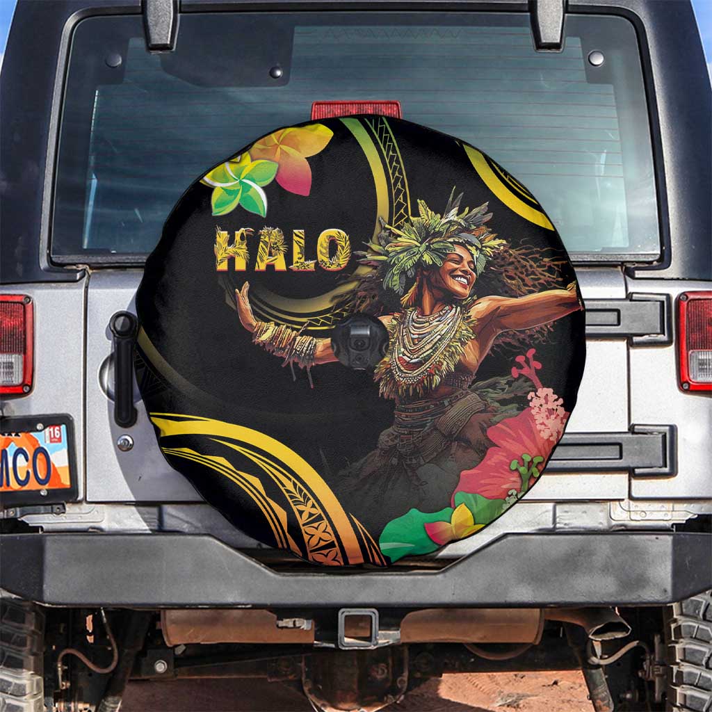 Halo Vanuatu Spare Tire Cover Beautiful Woman Dancing LT05 Black - Polynesian Pride