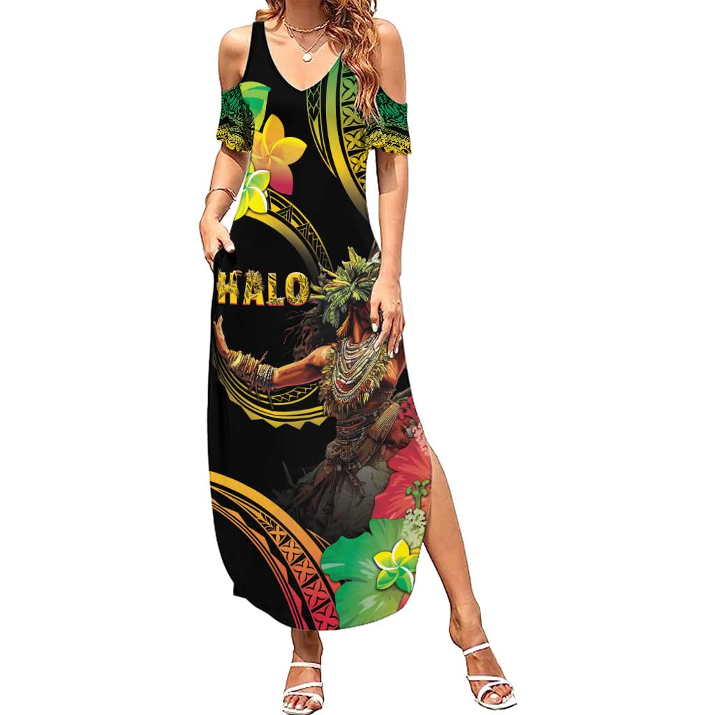 Halo Vanuatu Summer Maxi Dress Beautiful Woman Dancing LT05 Women Black - Polynesian Pride