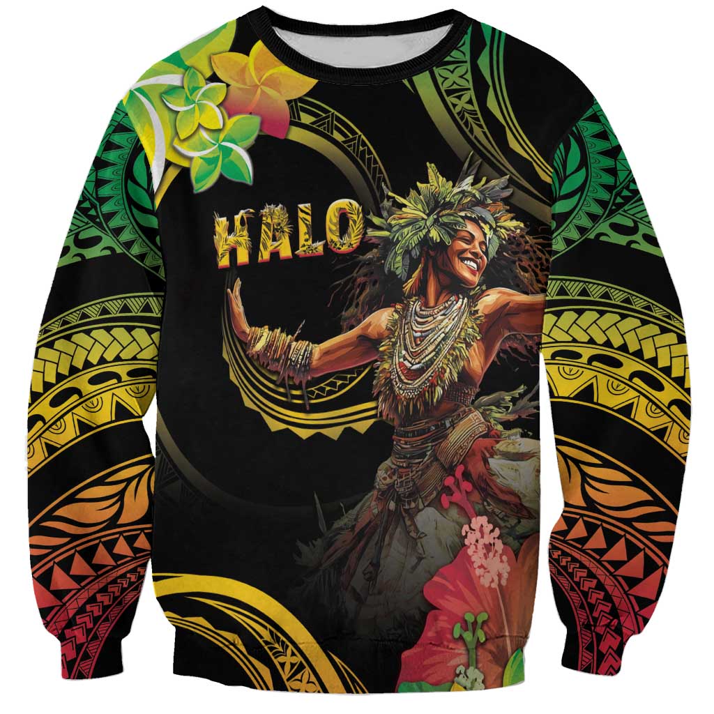 Halo Vanuatu Sweatshirt Beautiful Woman Dancing LT05 Unisex Black - Polynesian Pride