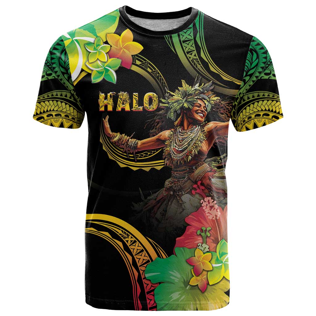 Halo Vanuatu T Shirt Beautiful Woman Dancing LT05 Black - Polynesian Pride