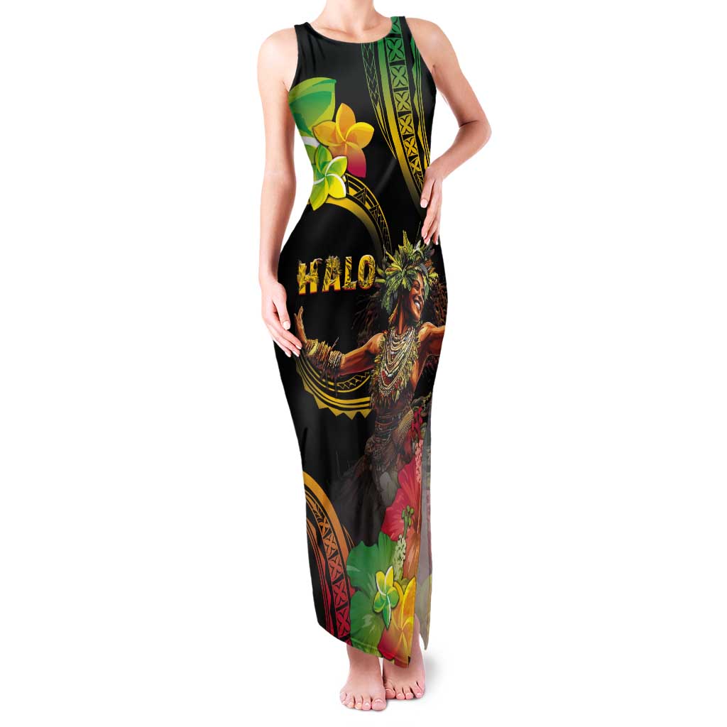 Halo Vanuatu Tank Maxi Dress Beautiful Woman Dancing LT05 Women Black - Polynesian Pride