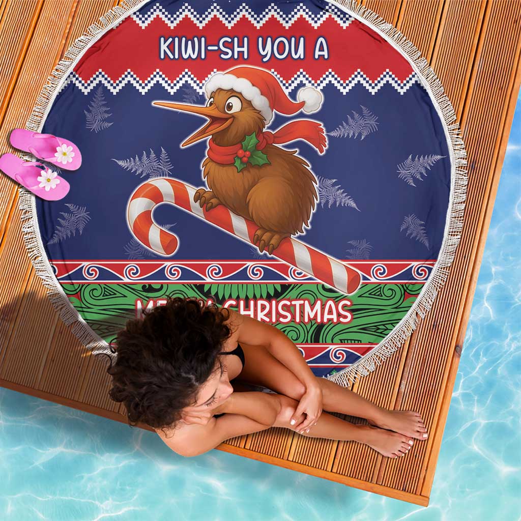 New Zealand Christmas Beach Blanket Kiwi-sh You A Merry Christmas - Polynesian Pride