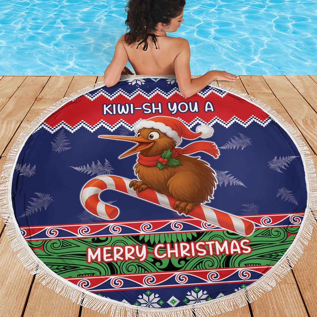 New Zealand Christmas Beach Blanket Kiwi-sh You A Merry Christmas - Polynesian Pride