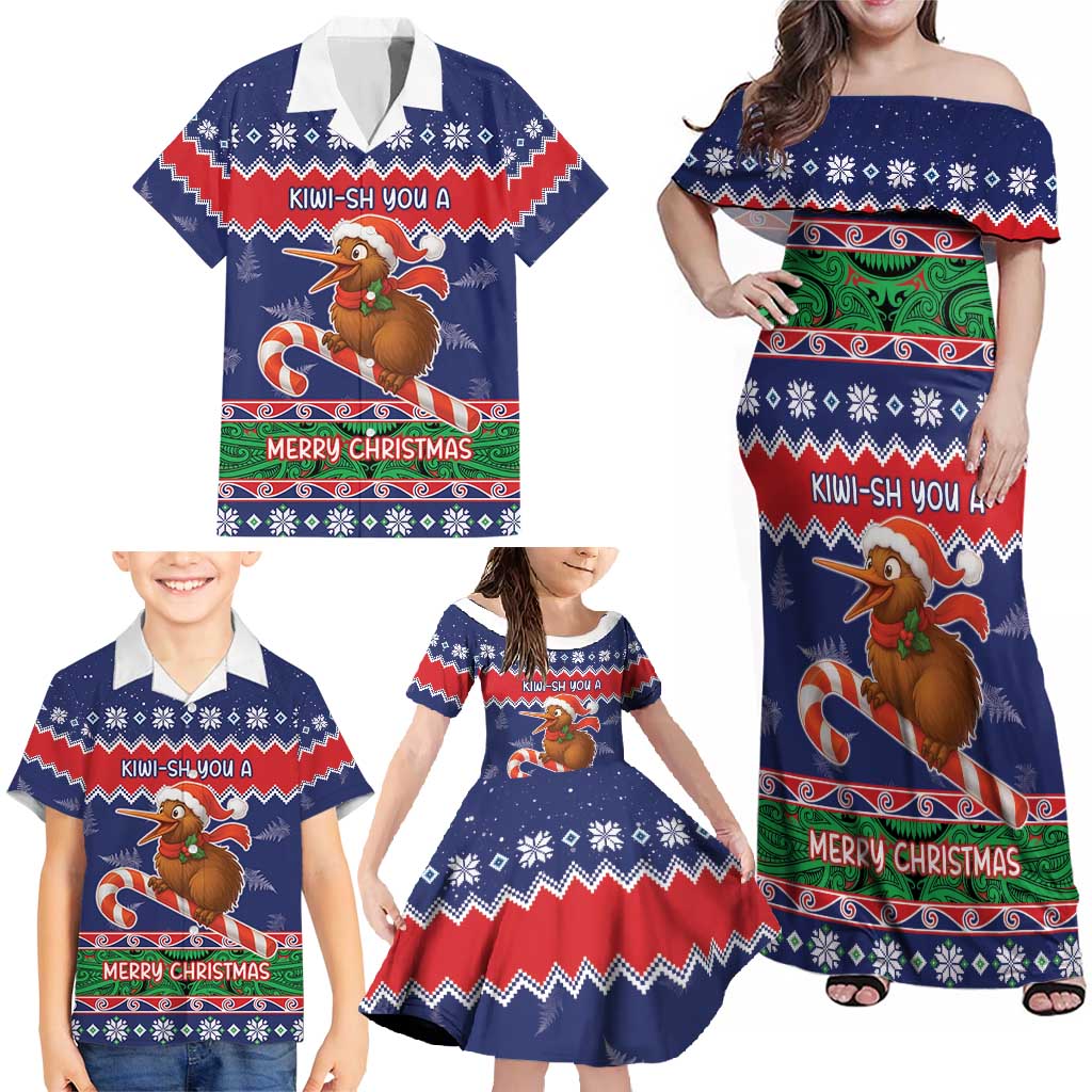 New Zealand Christmas Family Matching Off Shoulder Maxi Dress and Hawaiian Shirt Kiwi-sh You A Merry Christmas - Polynesian Pride
