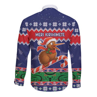 New Zealand Christmas Long Sleeve Button Shirt Kiwi-sh You A Merry Christmas - Polynesian Pride
