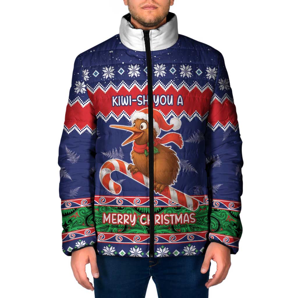 New Zealand Christmas Padded Jacket Kiwi-sh You A Merry Christmas - Polynesian Pride