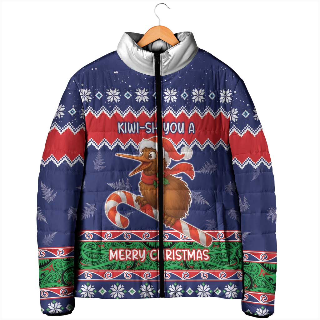 New Zealand Christmas Padded Jacket Kiwi-sh You A Merry Christmas - Polynesian Pride