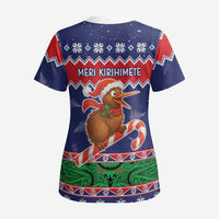 New Zealand Christmas Scrub Top Kiwi-sh You A Merry Christmas - Polynesian Pride