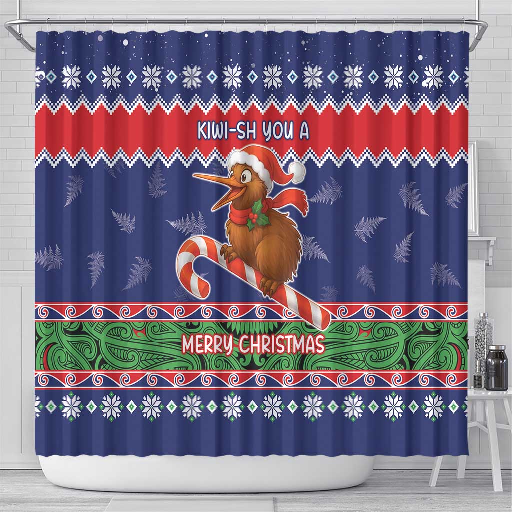 New Zealand Christmas Shower Curtain Kiwi-sh You A Merry Christmas - Polynesian Pride